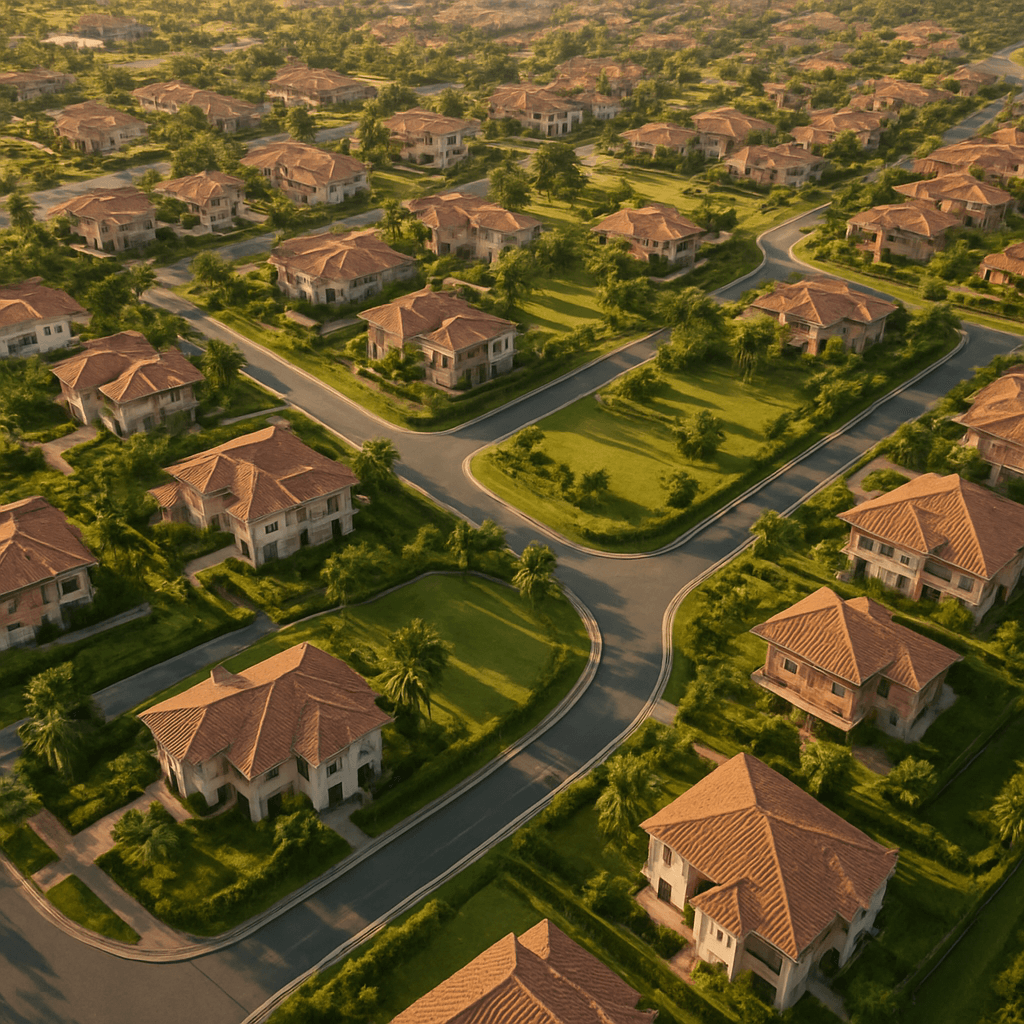 Aerial view of master-planned estate